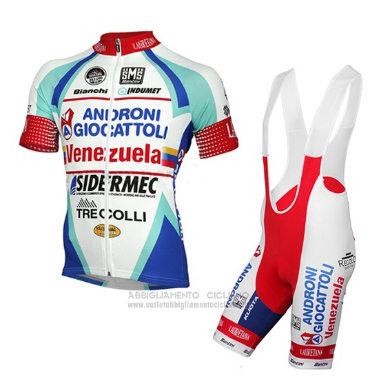 2014 Abbigliamento Ciclismo Androni Giocattoli Bianco Manica Corta e Salopette
